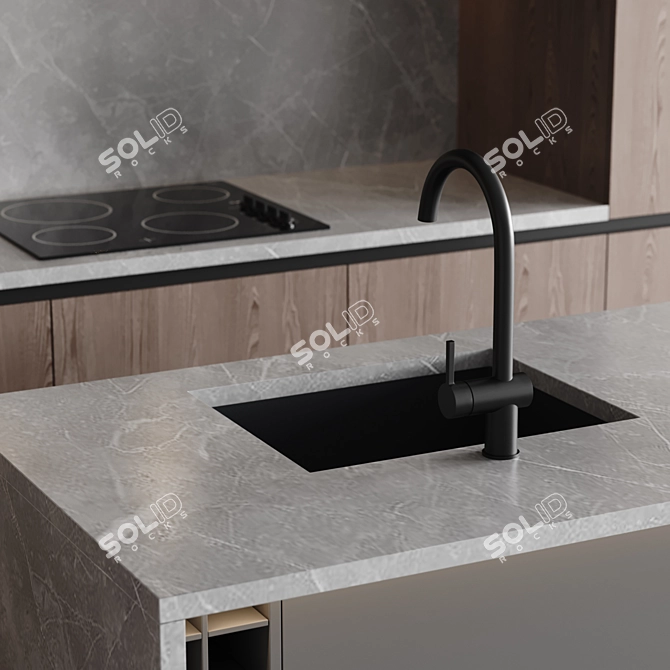 Customizable Modern Kitchen Design 3D model image 5