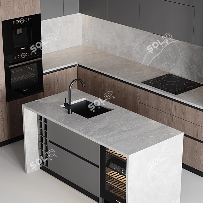 Customizable Modern Kitchen Design 3D model image 6