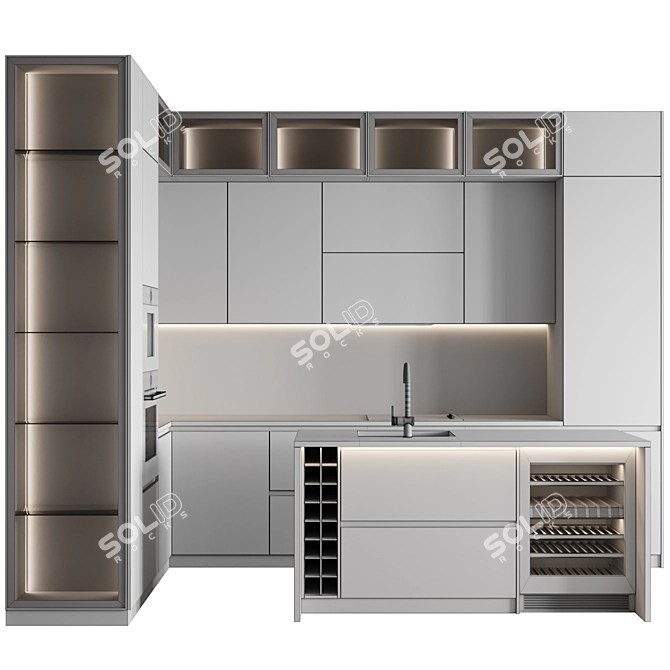 Customizable Modern Kitchen Design 3D model image 7