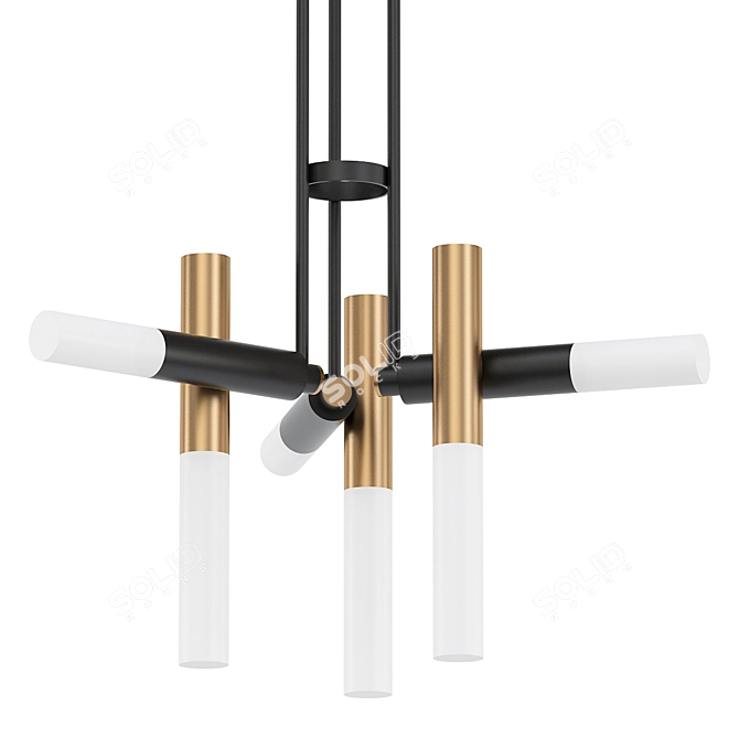 Rustic Black Koa Chandelier 3D model image 1