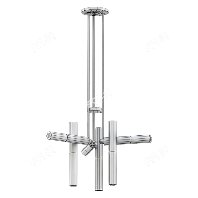 Rustic Black Koa Chandelier 3D model image 2