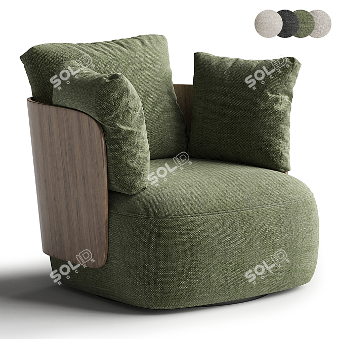 CALIN Swivel Armchair with Removable Cover 3D model image 2