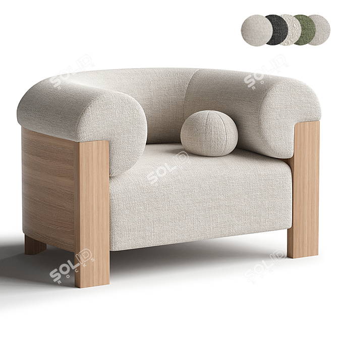 Eldon Oak Armchair, Boucle Natural 3D model image 2