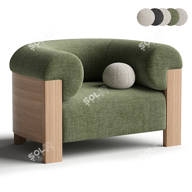 Eldon Oak Armchair, Boucle Natural 3D model image 3