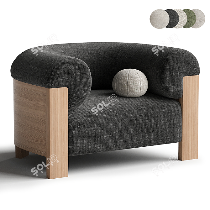 Eldon Oak Armchair, Boucle Natural 3D model image 4
