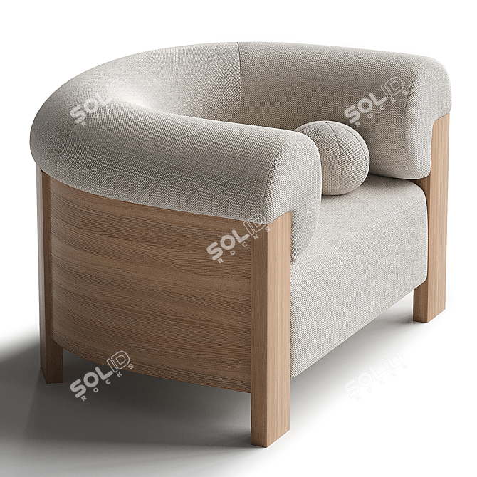 Eldon Oak Armchair, Boucle Natural 3D model image 5