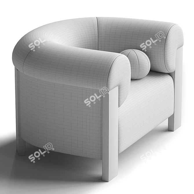 Eldon Oak Armchair, Boucle Natural 3D model image 6