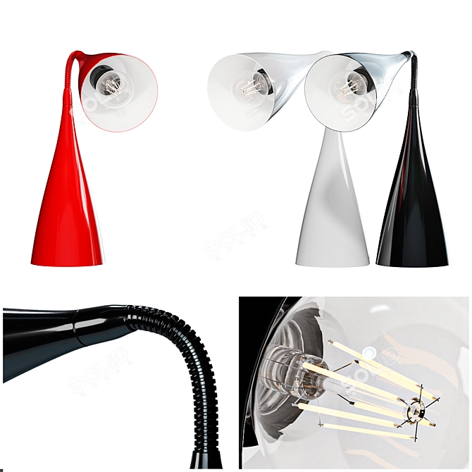 Modern Desk Lamp Up Down Black 3D model image 3