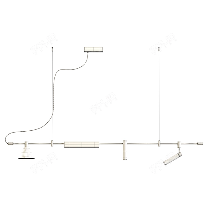 Sleek Linear LED Ceiling Fixture 3D model image 3
