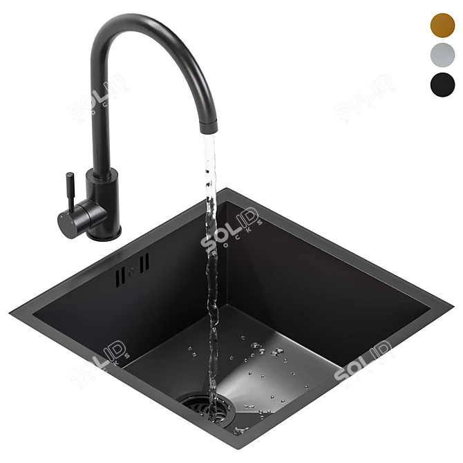 Lusso Vello Undermount Kitchen Sink 3D model image 1