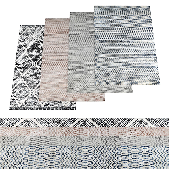 Random Textured Rugs Set 3D model image 1