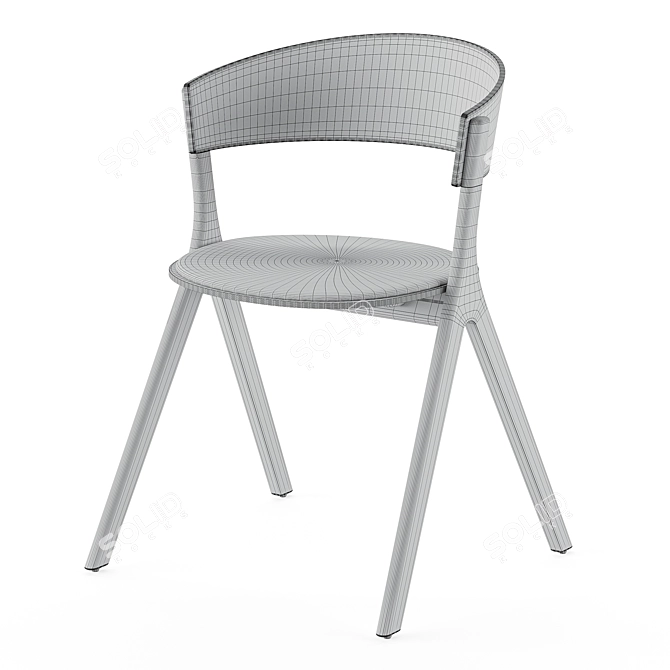 Modern Nordic V-Ray Wood Chair 3D model image 6