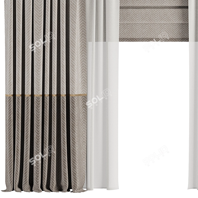 Modern Curtain Set M16 3D model image 2