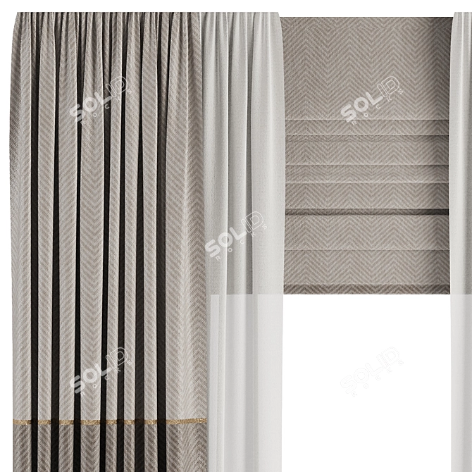 Modern Curtain Set M16 3D model image 3