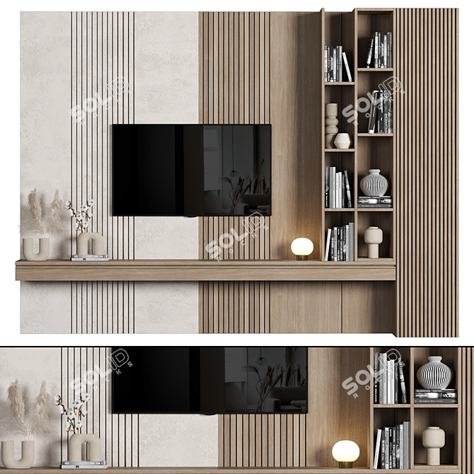 Modular 4K TV Wall Suite 3D model image 1