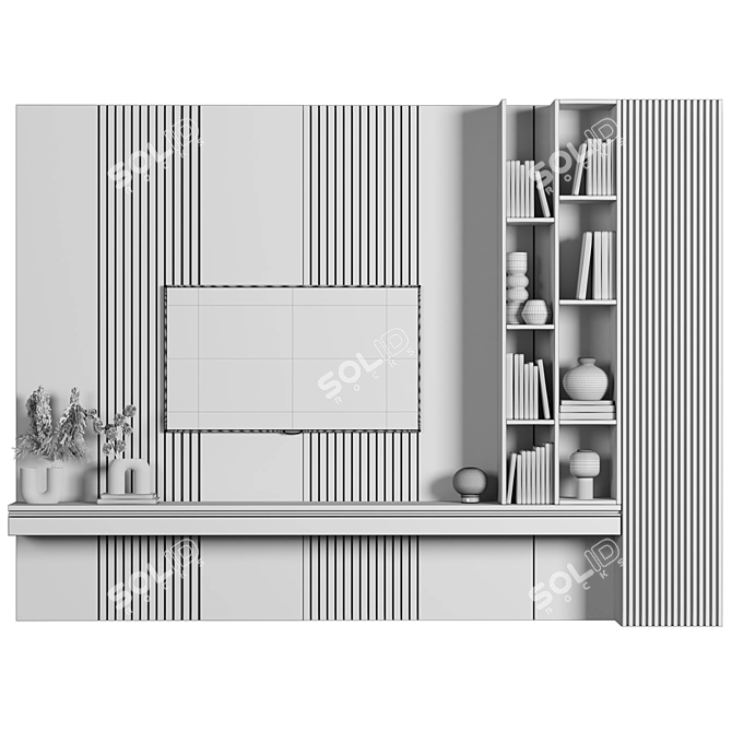 Modular 4K TV Wall Suite 3D model image 4