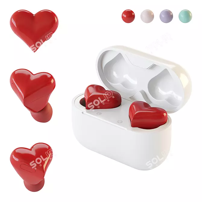 HeartBuds Wireless Heart-Shaped Headphones 3D model image 1