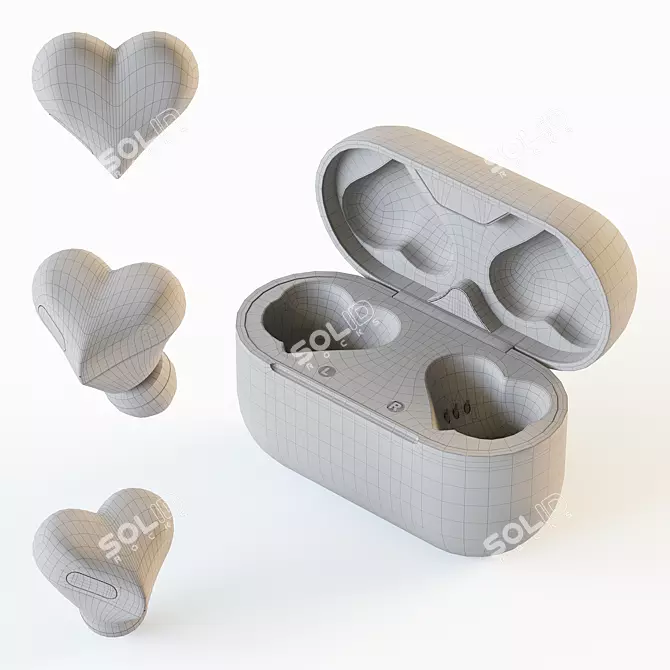 HeartBuds Wireless Heart-Shaped Headphones 3D model image 3