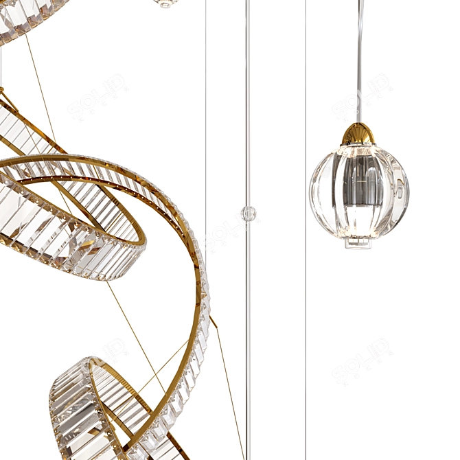 Elegant Glass and Metal Chandelier 3D model image 3