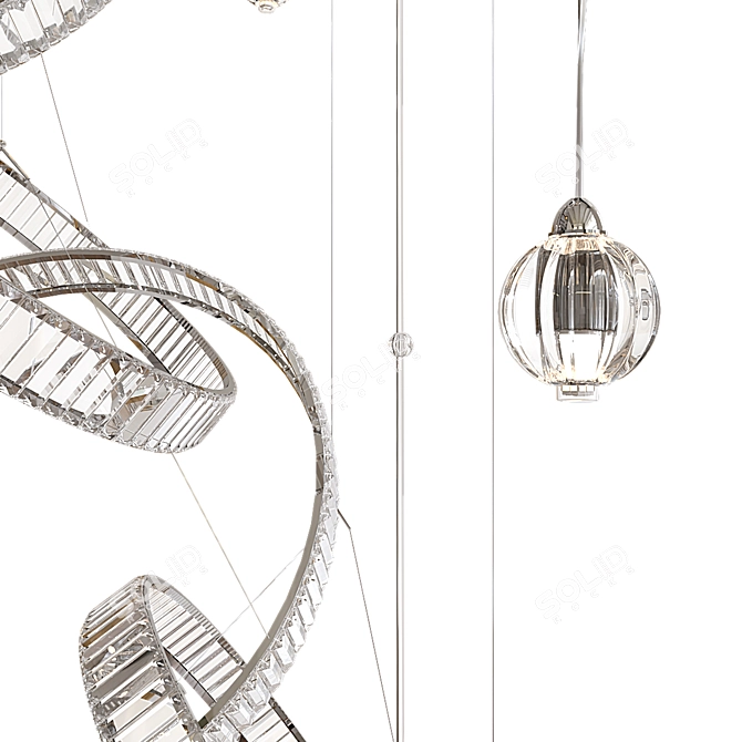 Elegant Glass and Metal Chandelier 3D model image 4