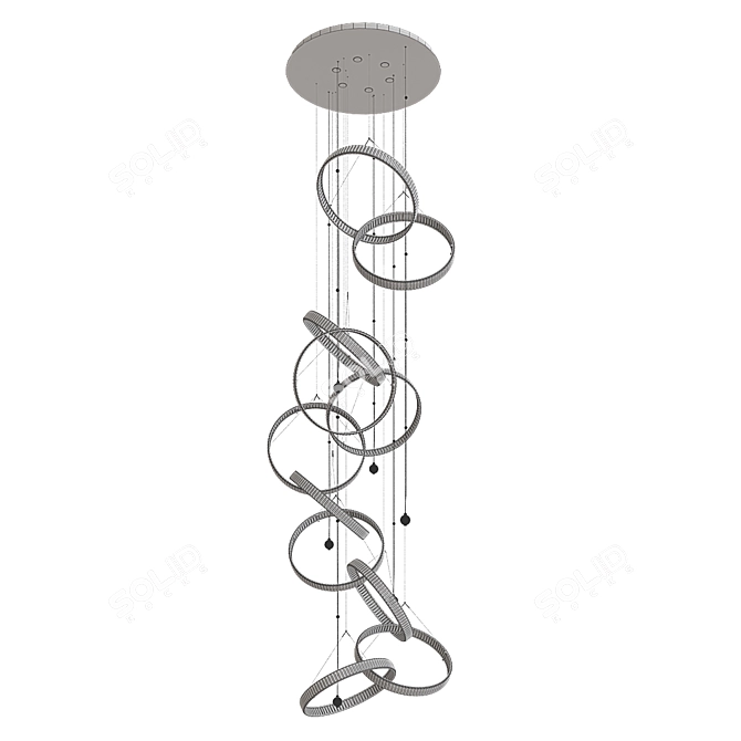 Elegant Glass and Metal Chandelier 3D model image 5