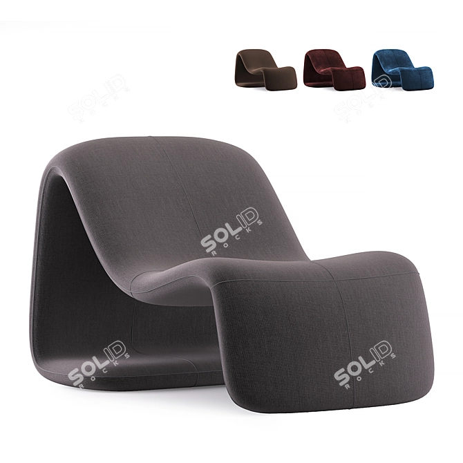 Elegant Mineira Armchair in Velvet 3D model image 6