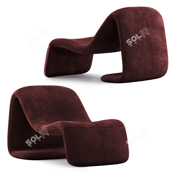 Elegant Mineira Armchair in Velvet 3D model image 4