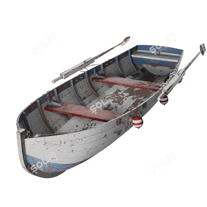 Handcrafted Wooden Boat 3D model image 1