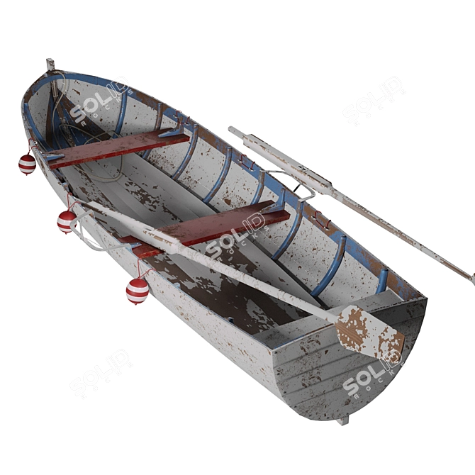 Handcrafted Wooden Boat 3D model image 2