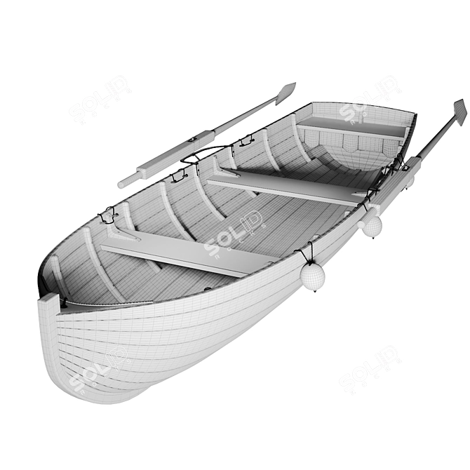 Handcrafted Wooden Boat 3D model image 4