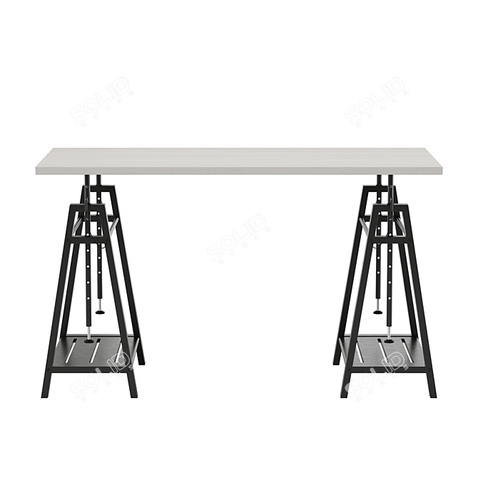 Urban Farmhouse Adjustable Height Desk 3D model image 2