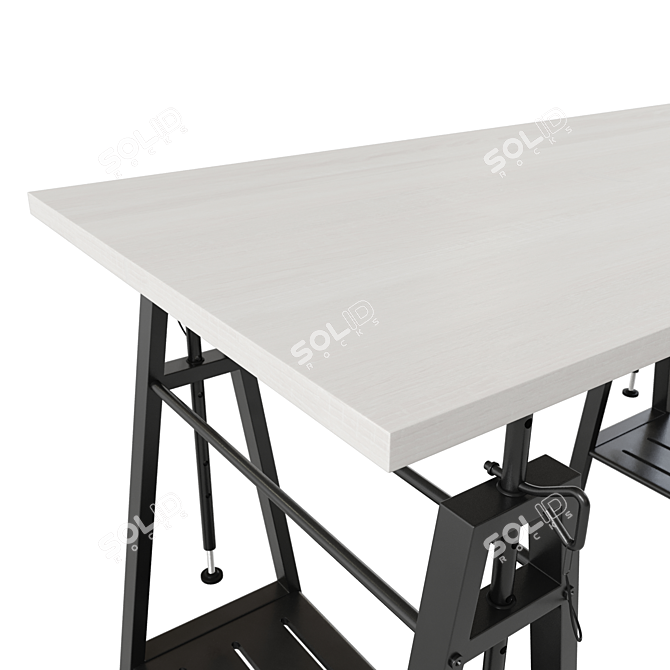 Urban Farmhouse Adjustable Height Desk 3D model image 5