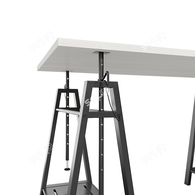 Urban Farmhouse Adjustable Height Desk 3D model image 6