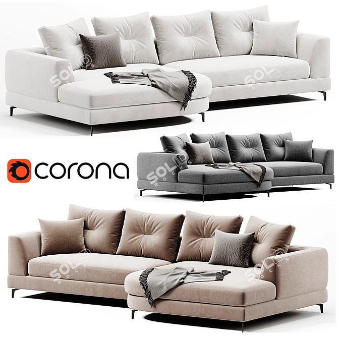 Eichholtz Modern Left Sectional Sofa 3D model image 2