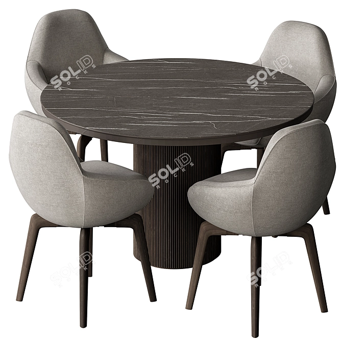 Elegant Round Dining Table Set 3D model image 1