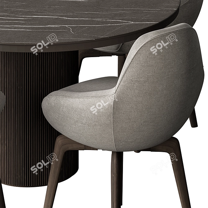 Elegant Round Dining Table Set 3D model image 3