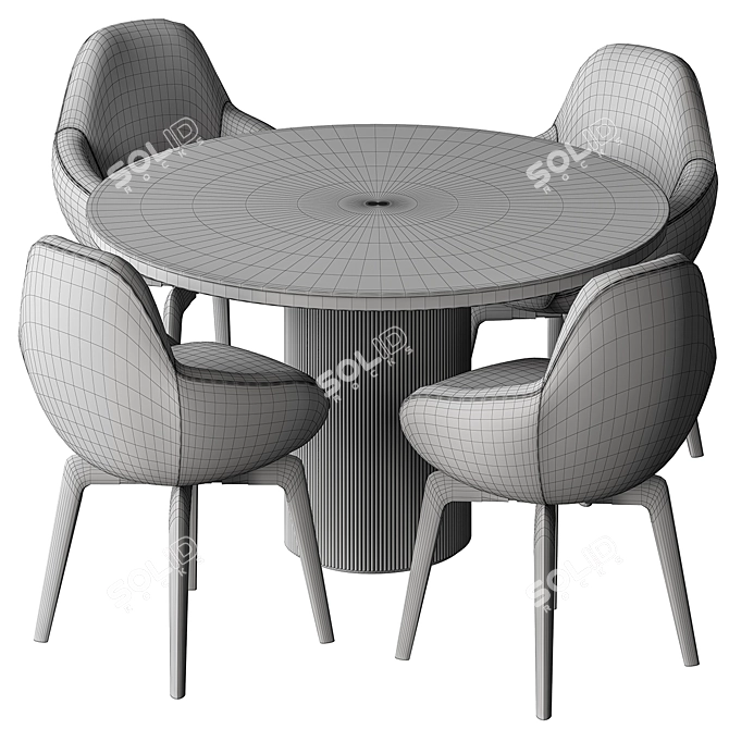 Elegant Round Dining Table Set 3D model image 5