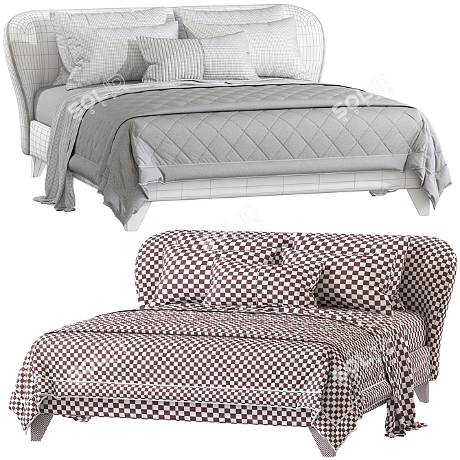 Modern Carnaby Bed 3D Model 3D model image 6