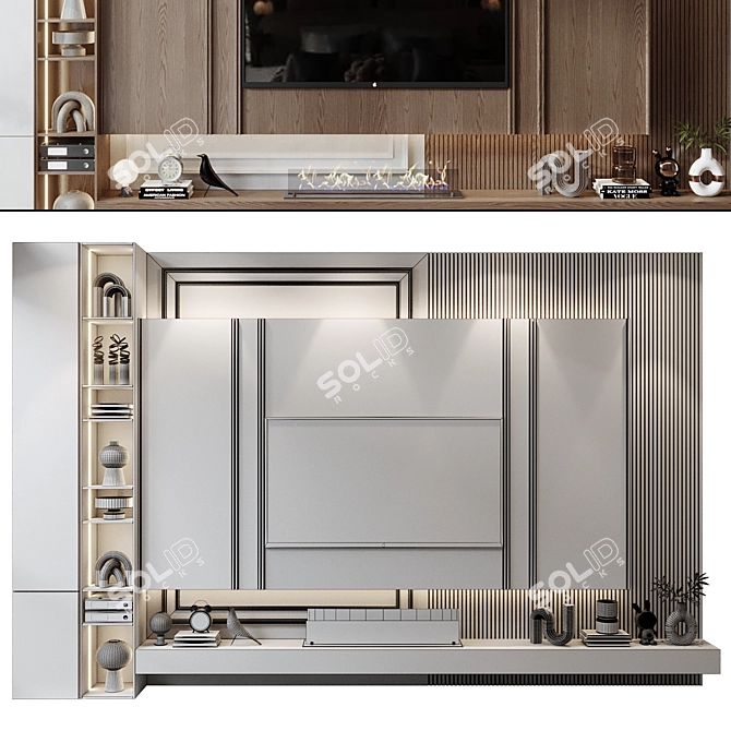 Modern Living Room TV Console 3D model image 2