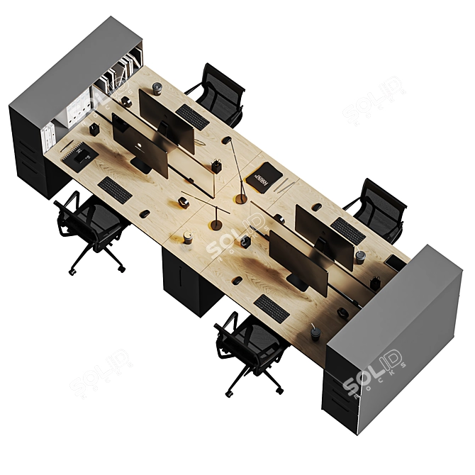 High Detail Modern Office Set 3D model image 3