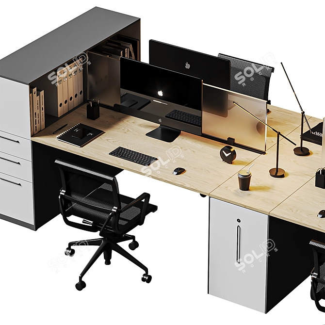 High Detail Modern Office Set 3D model image 6