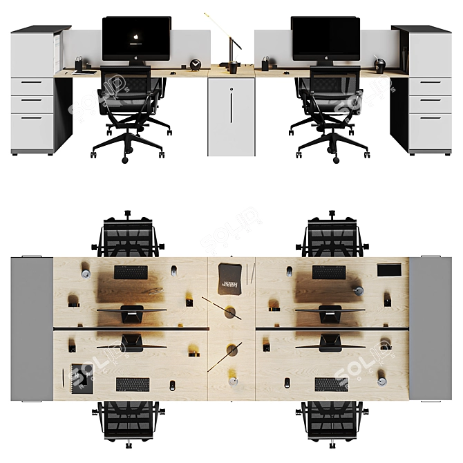 High Detail Modern Office Set 3D model image 8