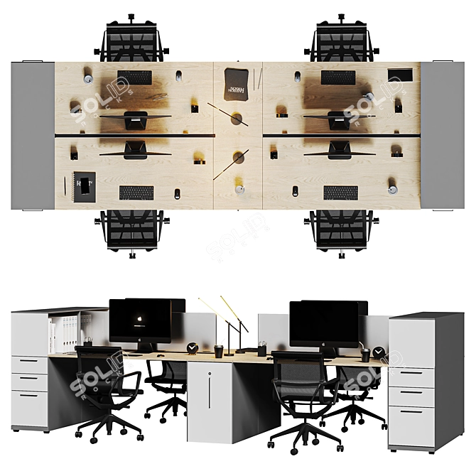 High Detail Modern Office Set 3D model image 9