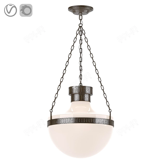 Vintage Brass and Glass Lantern 3D model image 1