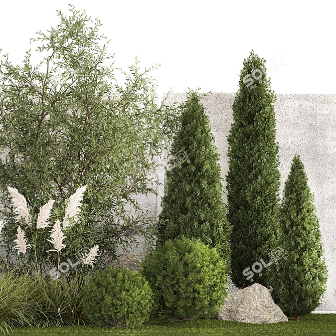 Urban Oasis Collection: Ornamental Trees & Grasses 3D model image 4