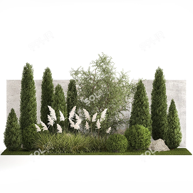 Urban Oasis Collection: Ornamental Trees & Grasses 3D model image 7