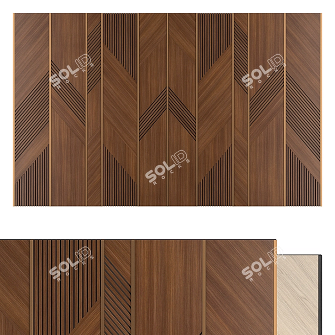 Wooden Wall Panel 4500x2800mm 3D model image 1