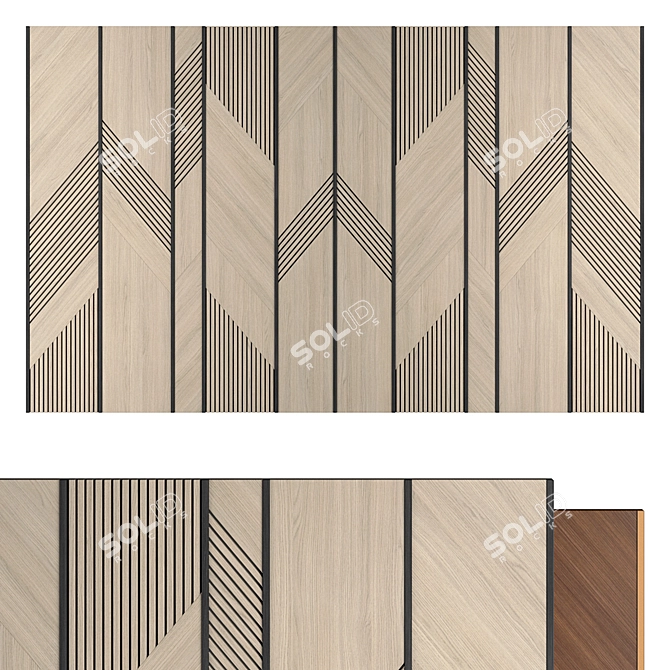 Wooden Wall Panel 4500x2800mm 3D model image 2