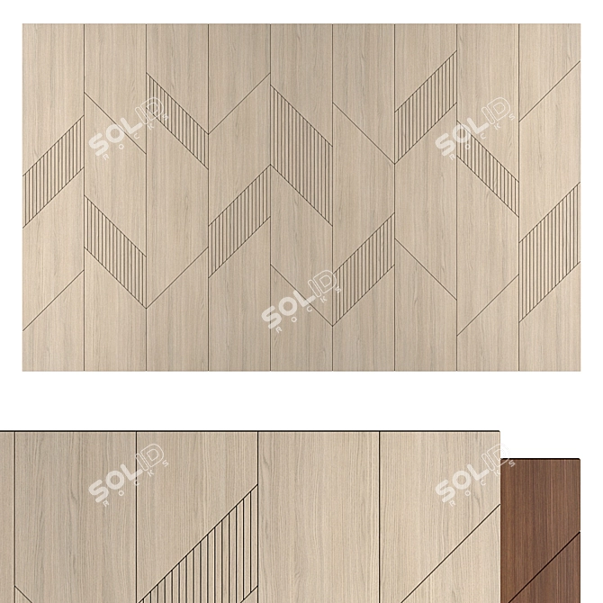 Wooden Wall Panel 4500x2800mm 3D model image 1