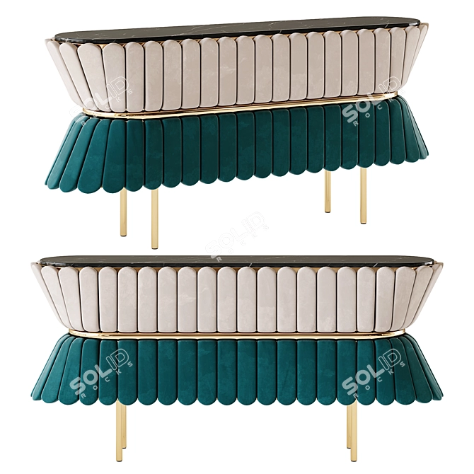 Luxury Steel and Fabric Sideboard 3D model image 1